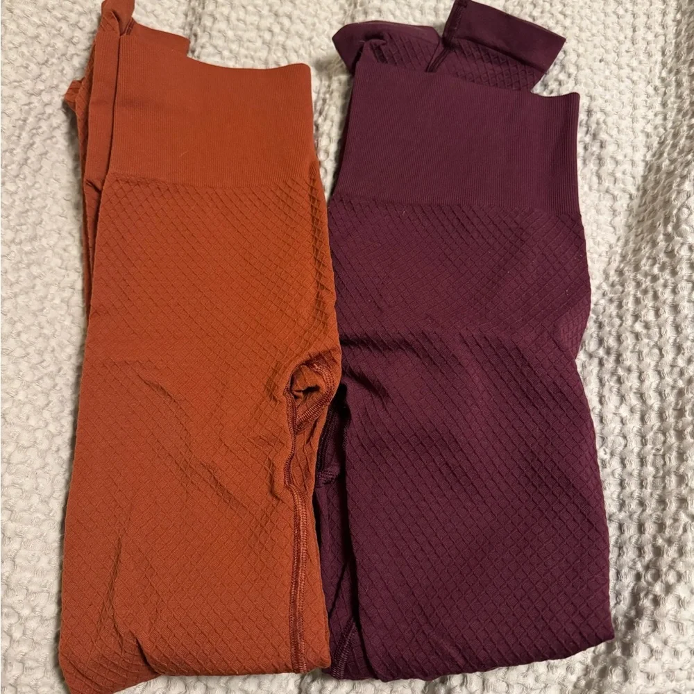 Women's Orange and Purple Leggings - Picture 2 of 3